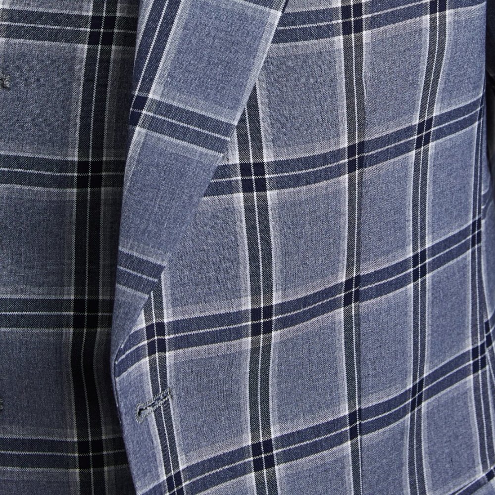 Stacy Adams Windowed Plaid 3pc Mens Suit, Stoned Blue - Picture 2 of 7